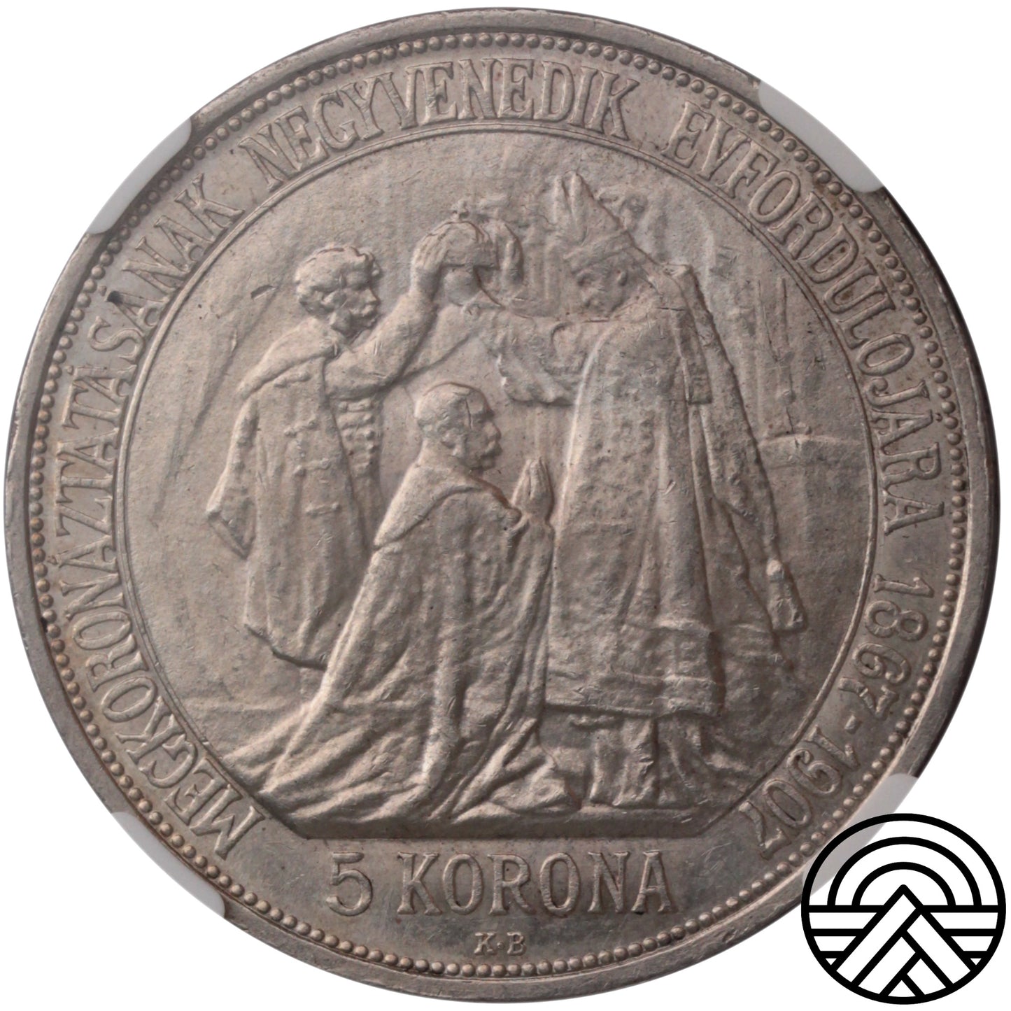Węgry, 5 Koron, 1907 r. Koronacja NGC MS 62