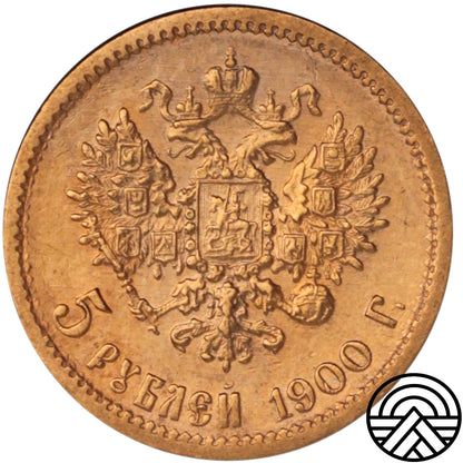 Rosja, Mikołaj II, 5 Rubli, 1900 r. Duża Głowa