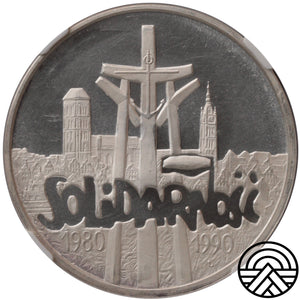 Polska, 100 000 Złotych, 1990 r. Solidarność NGC MS 63