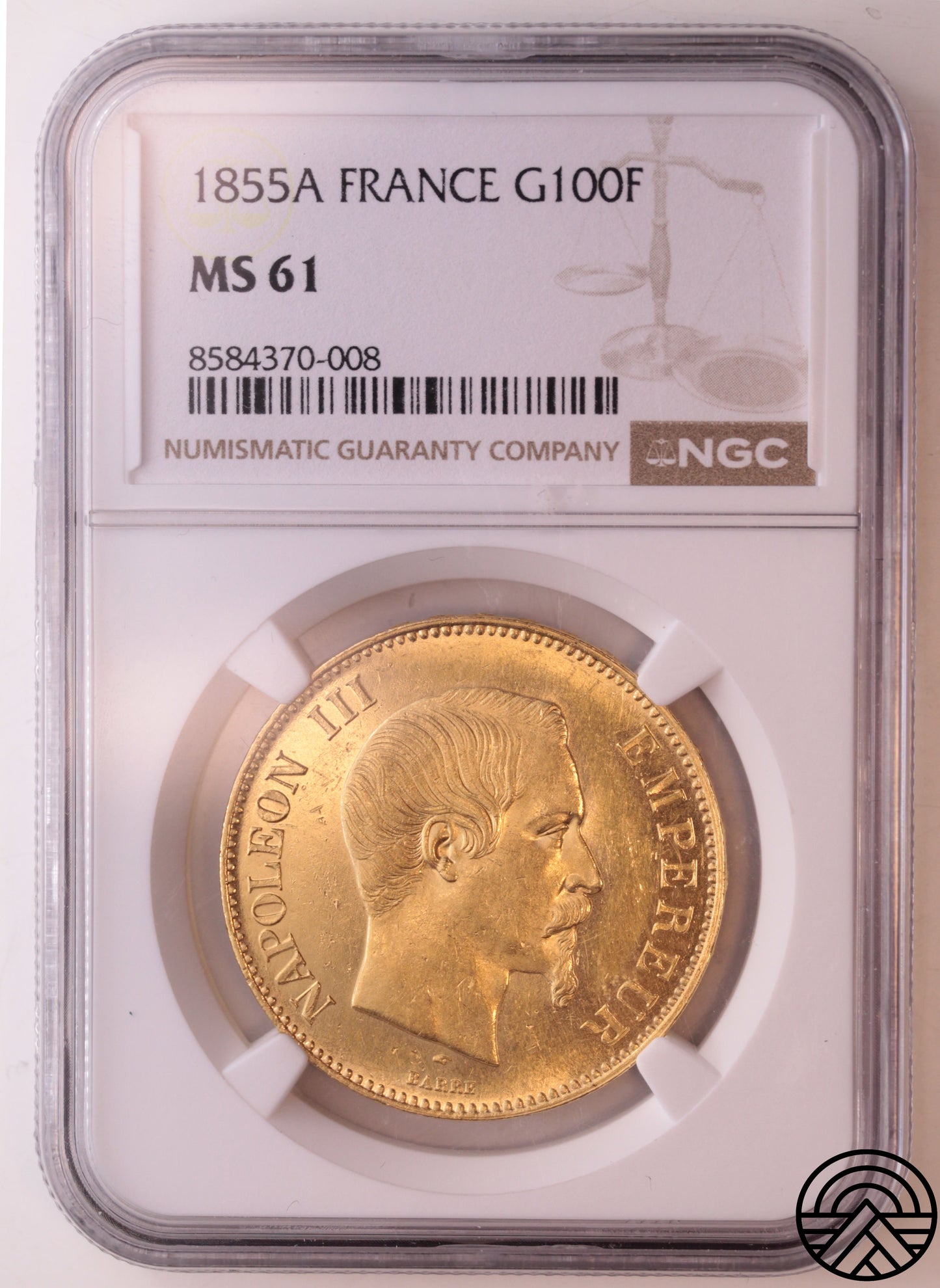 Francja, Napoleon III, 100 Franków, 1855 r. Paryż MS 61