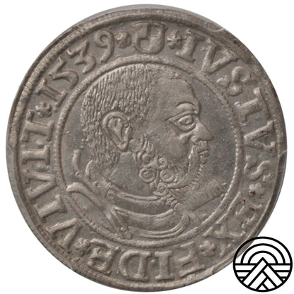 Niemcy, Albrecht Hohenzollern, Grosz, 1539 r. PCGS MS 62