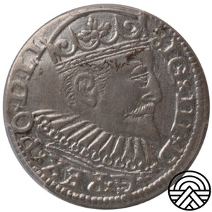 Polska, Zygmunt III Waza, Trojak, 1597 r. Riga PCGS AU 55