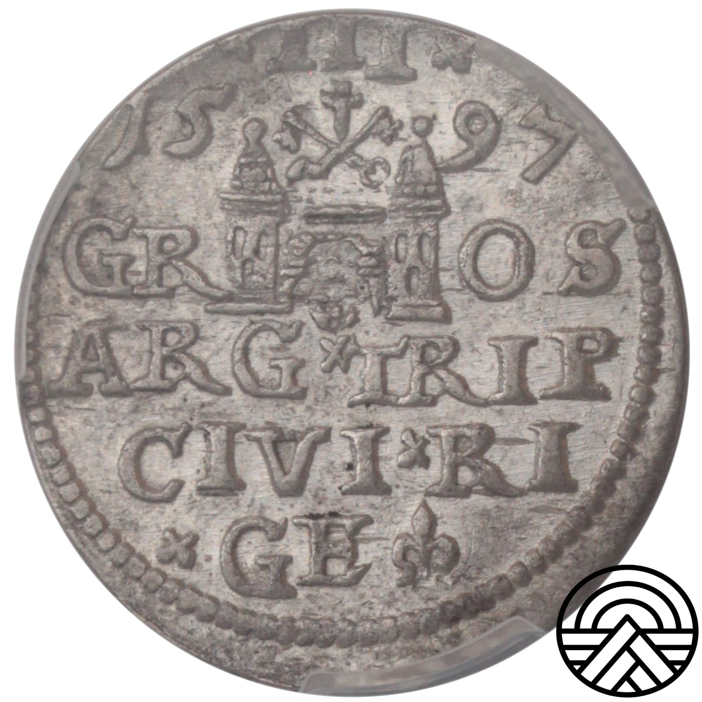 Polska, Zygmunt III Waza, Trojak, 1597 r. Riga PCGS AU 55
