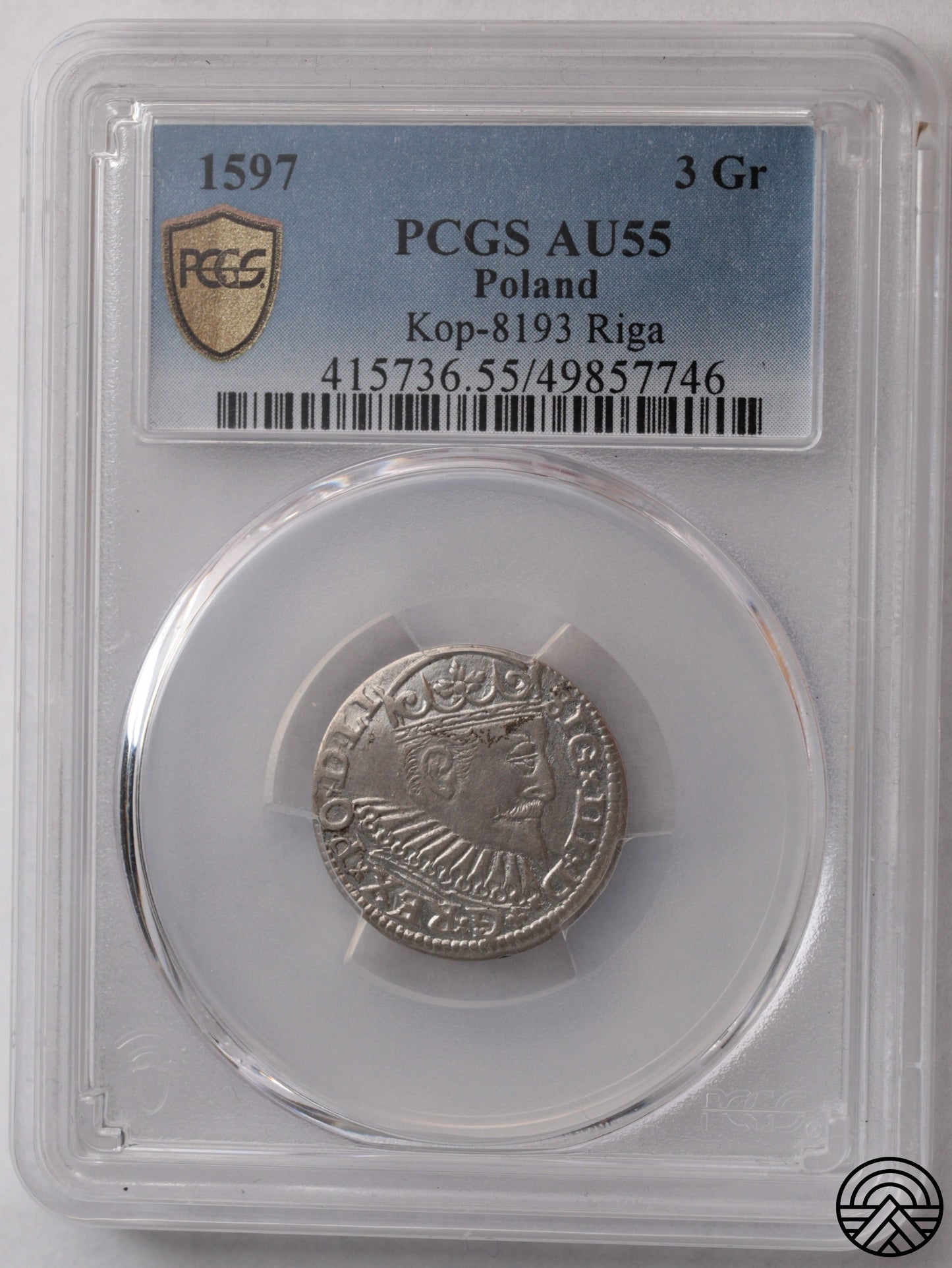 Polska, Zygmunt III Waza, Trojak, 1597 r. Riga PCGS AU 55