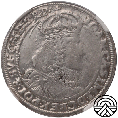 Polska, Jan II Kazimierz Waza, Ort, 1654 r. NGC AU 53