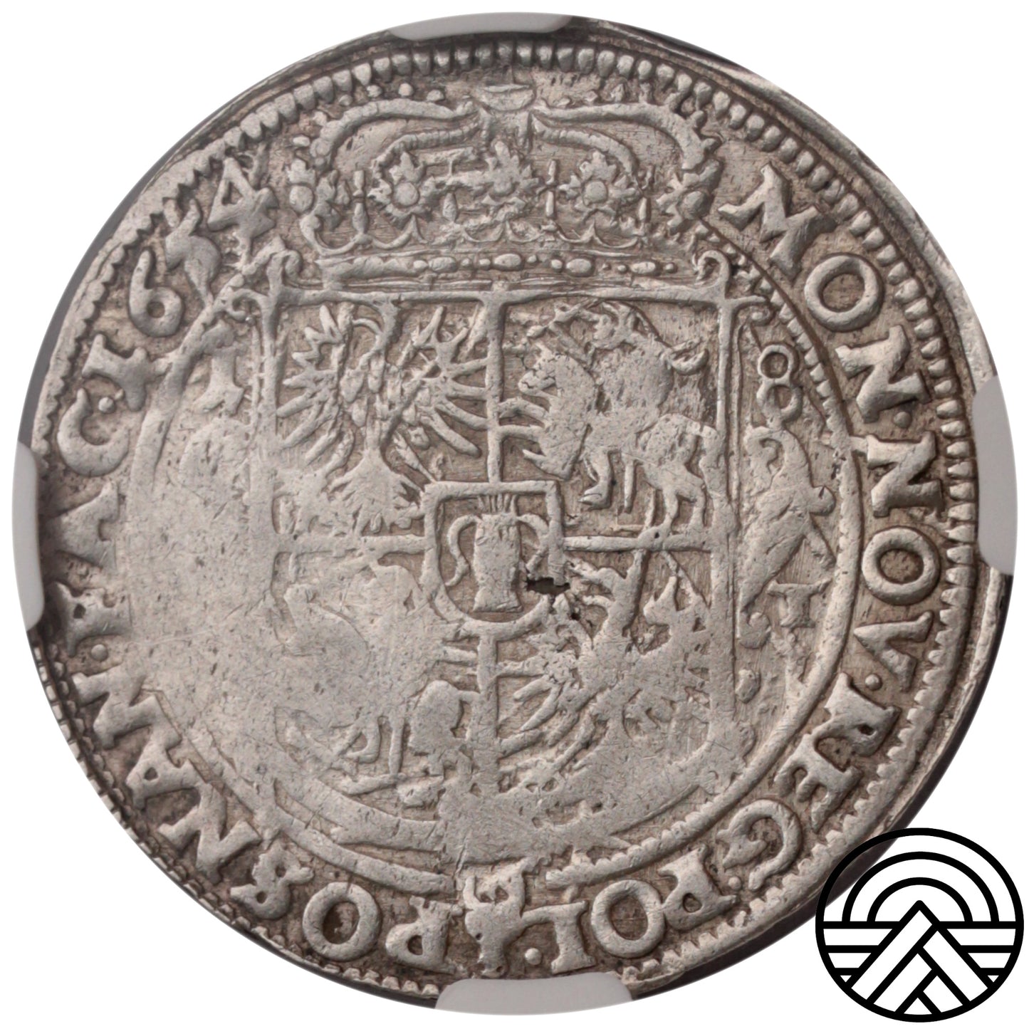 Polska, Jan II Kazimierz Waza, Ort, 1654 r. NGC AU 53