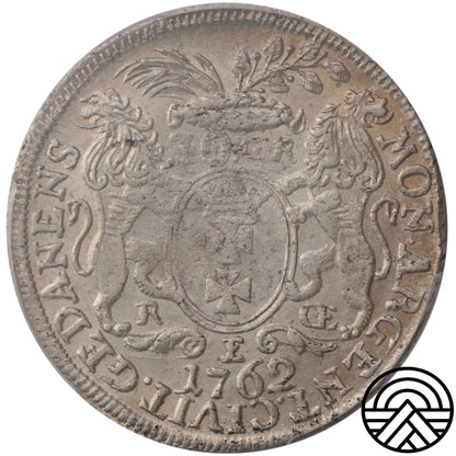 Polska, August III Sas, 30 Groszy, 1762 r. Gdańsk PCGS AU 58
