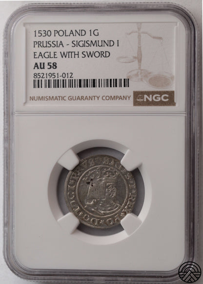 Polska, Zygmunt I Stary, Grosz, 1530 r. NGC AU 58