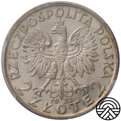 Polska, 2 Złote, 1932 r. Polonia PCGS AU 58