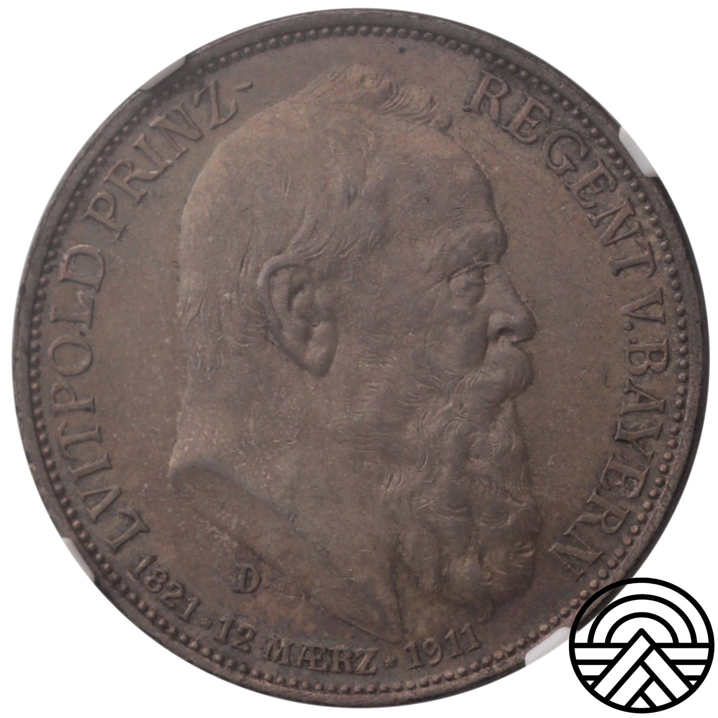 Niemcy, Bawaria, 3 Marki, 1911 r. NGC MS 62