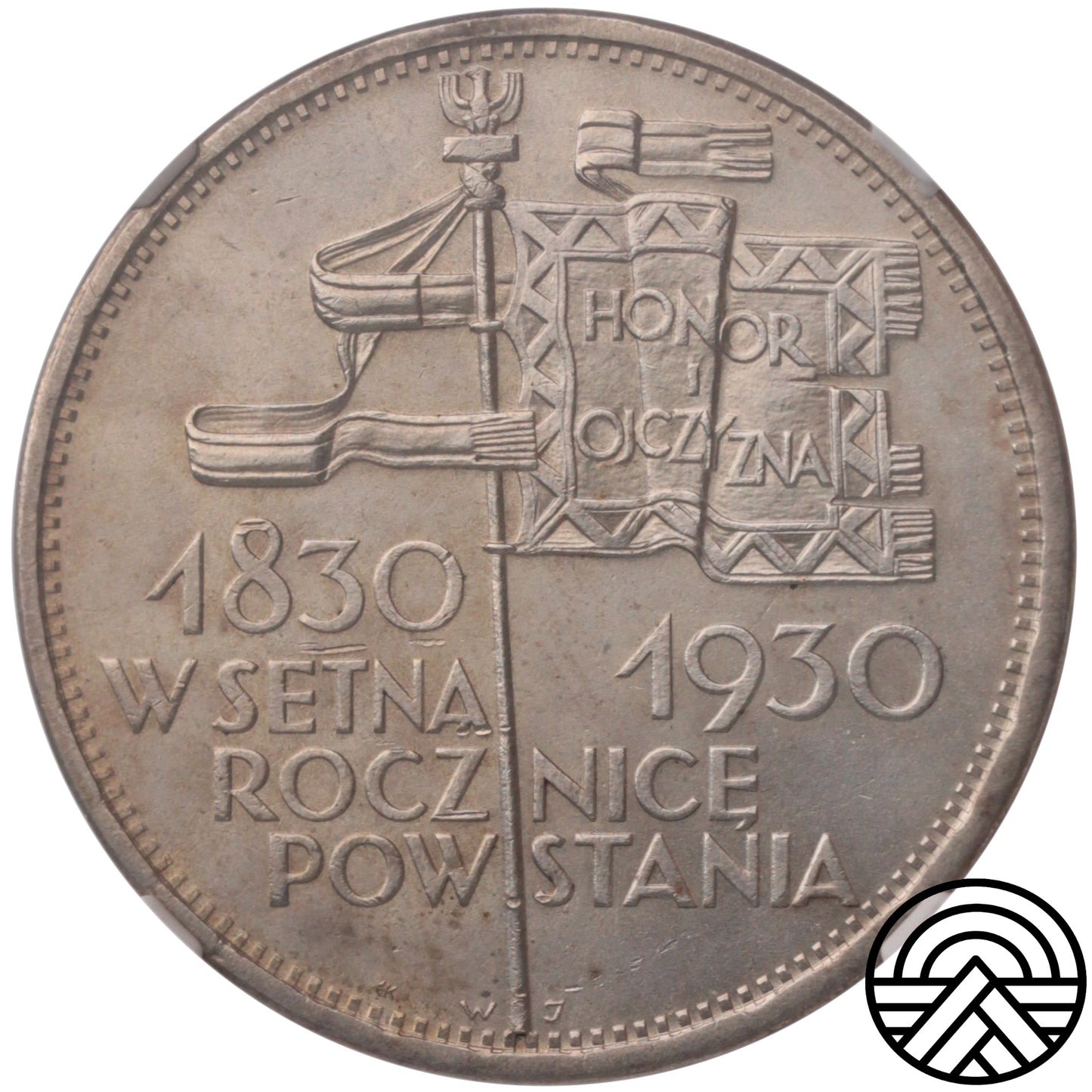 Polska, 5 Złotych, 1930 r. Sztandar NGC MS 62