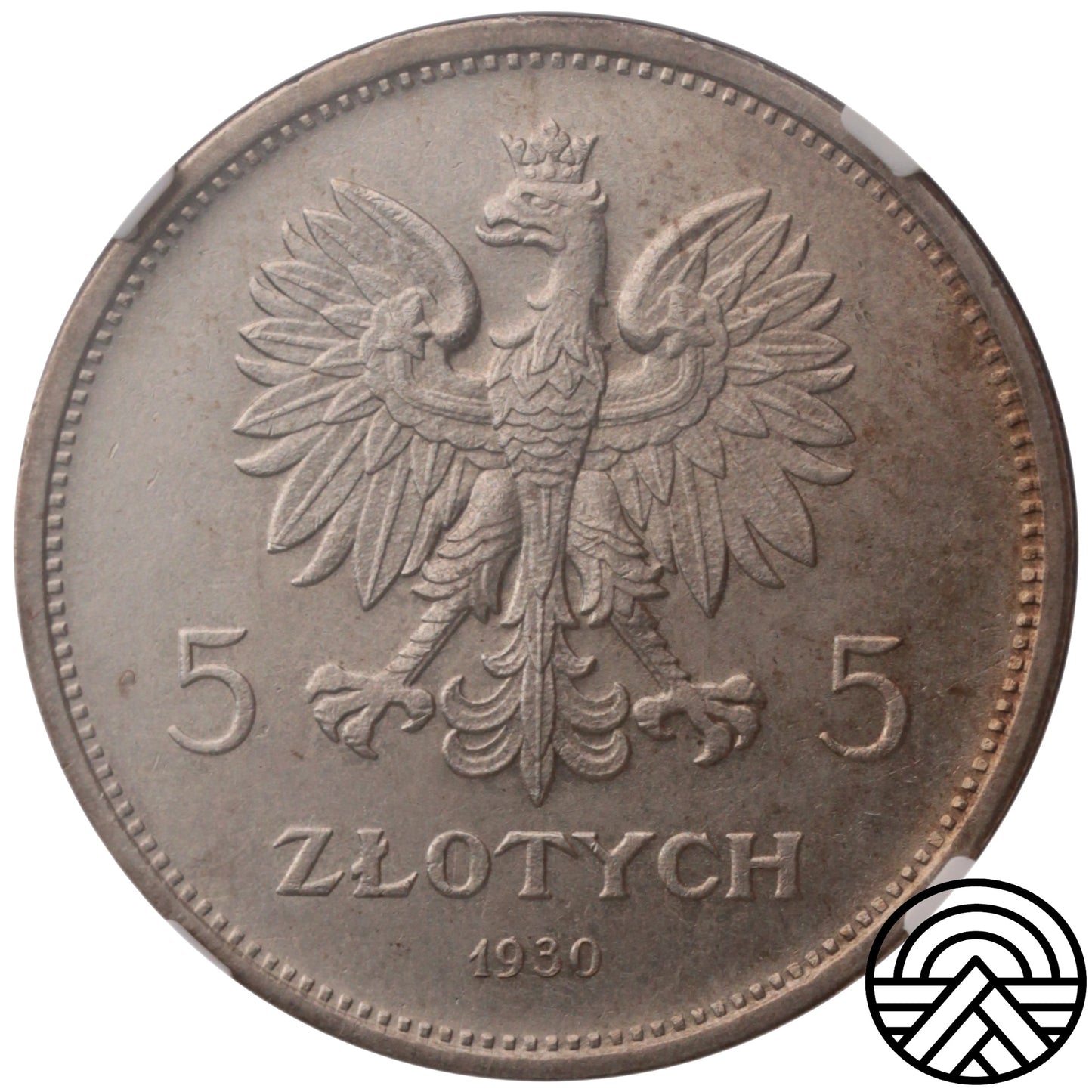 Polska, 5 Złotych, 1930 r. Sztandar NGC MS 62