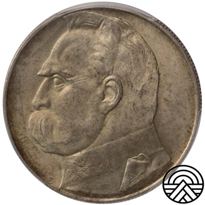 Polska, 10 Złotych, 1938 r. Piłsudski PCGS MS 63