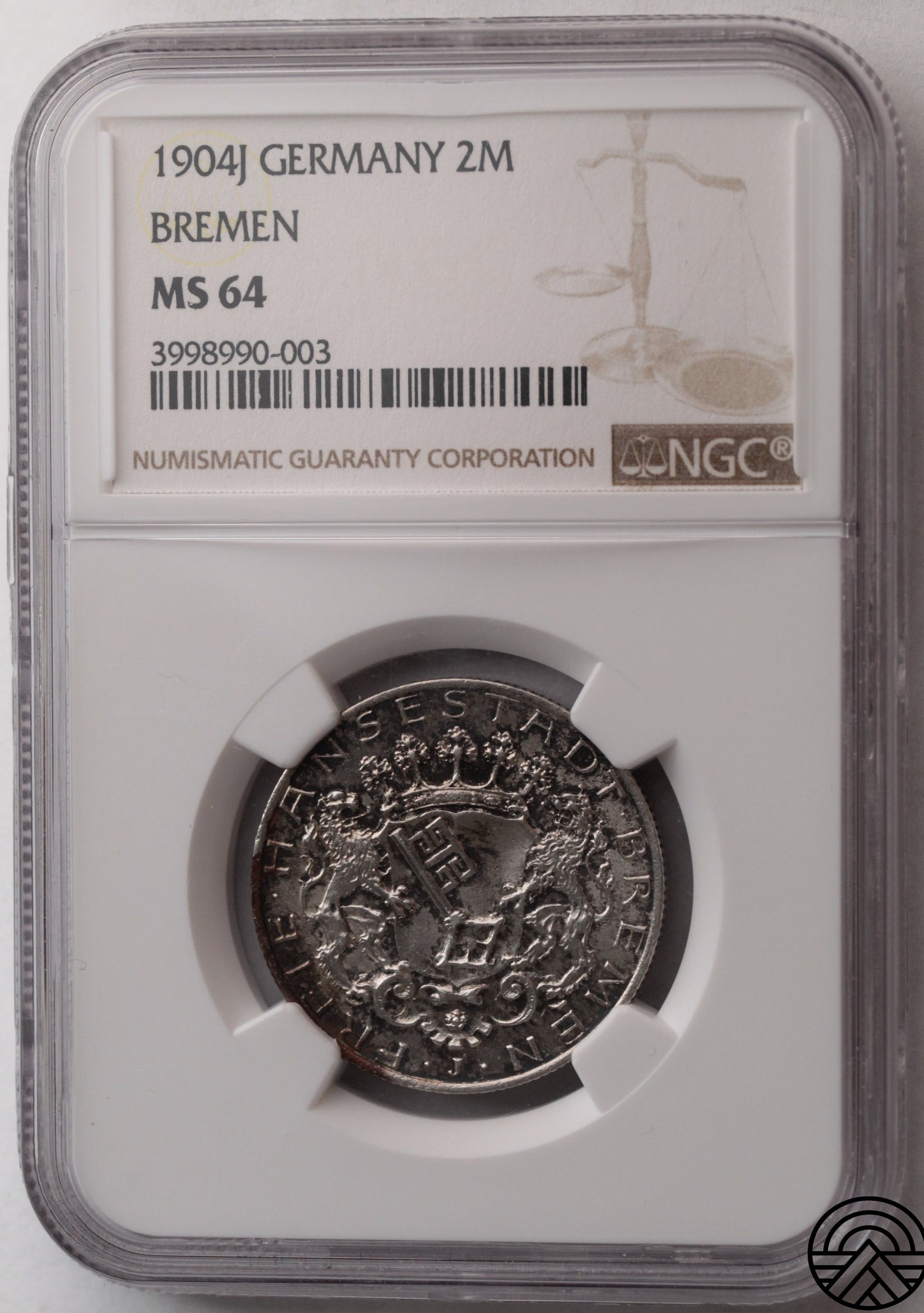 Niemcy, Brema, 2 Marki, 1904 r. NGC MS 64