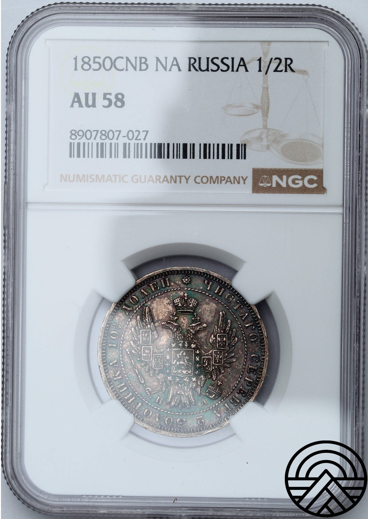 Rosja, Mikołaj I, Poltina, 1850 r. СПБ-ПA NGC AU 58