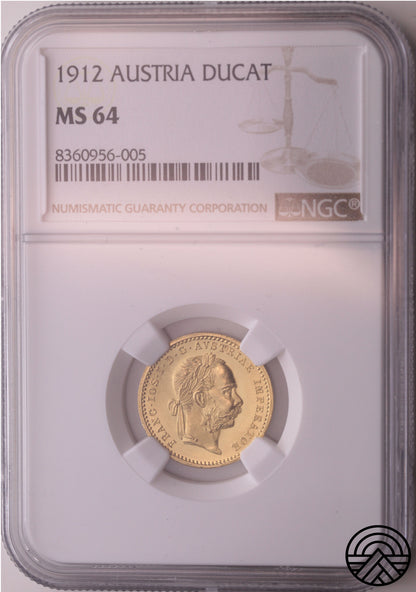 Austria, Dukat 1912 r. NGC-MS 64