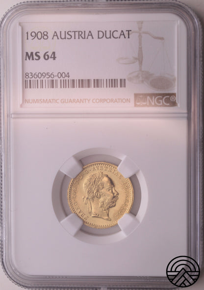 Austria, Dukat 1908 r. NGC-MS 64
